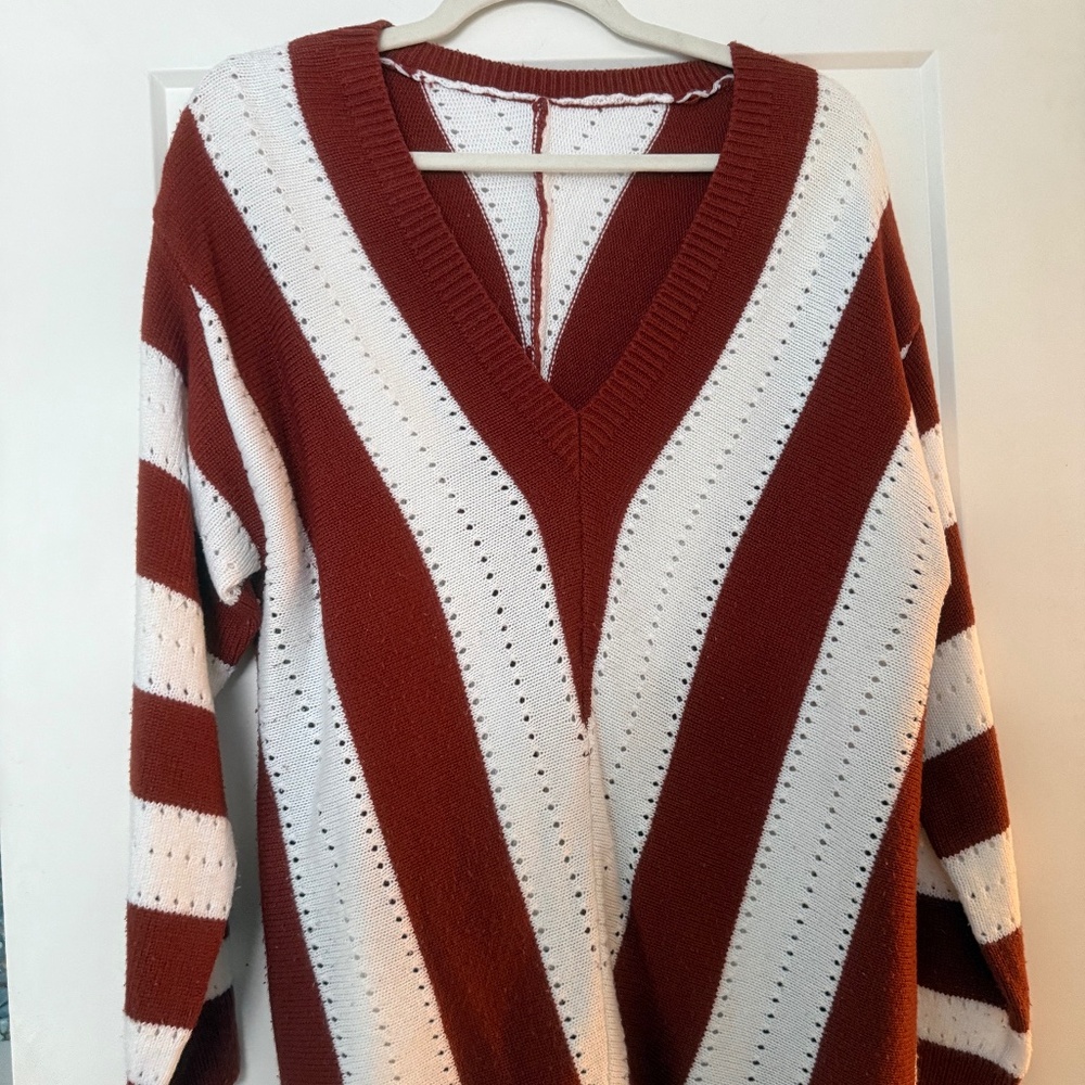 Striped V neck sweater